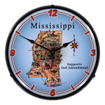 Collectable Sign and Clock Mississippi Supports the 2nd Amendment Backlit Wall Clock-N20031047-Garage Giant 