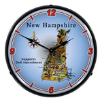 Collectable Sign and Clock New Hampshire Supports the 2nd Amendment Backlit Wall Clock-N20031052-Garage Giant 