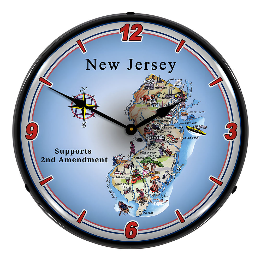 Collectable Sign and Clock New Jersey Supports the 2nd Amendment Backlit Wall Clock-N20031053-Garage Giant