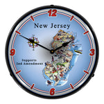 Collectable Sign and Clock New Jersey Supports the 2nd Amendment Backlit Wall Clock-N20031053-Garage Giant 