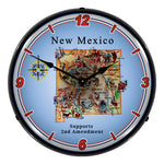 Collectable Sign and Clock New Mexico Supports the 2nd Amendment Backlit Wall Clock-N20031054-Garage Giant 