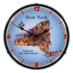 Collectable Sign and Clock New York Supports the 2nd Amendment Backlit Wall Clock-N20031055-Garage Giant 