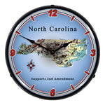 Collectable Sign and Clock North Carolina Supports the 2nd Amendment Backlit Wall Clock-N20031056-Garage Giant 