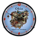 Collectable Sign and Clock Ohio Supports the 2nd Amendment Backlit Wall Clock-N20031058-Garage Giant 