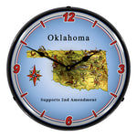 Collectable Sign and Clock Oklahoma Supports the 2nd Amendment Backlit Wall Clock-N20031059-Garage Giant 