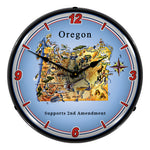 Collectable Sign and Clock Oregon Supports the 2nd Amendment Backlit Wall Clock-N20031060-Garage Giant 