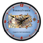 Collectable Sign and Clock Pennsylvania Supports the 2nd Amendment Backlit Wall Clock-N20031061-Garage Giant 