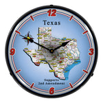 Collectable Sign and Clock Texas Supports the 2nd Amendment Backlit Wall Clock-N20031066-Garage Giant 