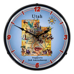 Collectable Sign and Clock Utah Supports the 2nd Amendment Backlit Wall Clock-N20031067-Garage Giant 