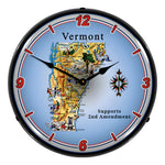 Collectable Sign and Clock Vermont Supports the 2nd Amendment Backlit Wall Clock-N20031068-Garage Giant 