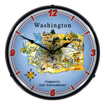 Collectable Sign and Clock Washington Supports the 2nd Amendment Backlit Wall Clock-N20031070-Garage Giant 