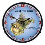 Collectable Sign and Clock West Virginia Supports the 2nd Amendment Backlit Wall Clock-N20031071-Garage Giant 