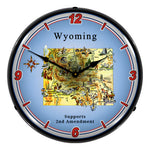 Collectable Sign and Clock Wyoming Supports the 2nd Amendment Backlit Wall Clock-N20031073-Garage Giant 