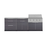 Newage Products Outdoor Kitchen Aluminum 5-Piece Cabinet Set With 3 Drawer, Bar, Grill Cabinet, Performance Grill and Countertops-71041-40-Liquefied Propane (LP)-Garage Giant 