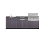 Newage Products Outdoor Kitchen Aluminum 5-Piece Cabinet Set with Bar, Grill, Sink Cabinet, Performance Grill, and Countertop-71075-33-Natural Gas (NG)-Garage Giant 