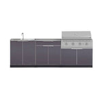 Newage Products Outdoor Kitchen Aluminum 5-Piece Cabinet Set with Bar, Grill, Sink Cabinet, Performance Grill, and Countertop-71077-40-Natural Gas (NG)-Garage Giant 