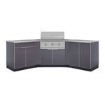 Newage Products Outdoor Kitchen Aluminum 7-Piece Cabinet Set with 2 Door, Bar, Corner, Grill Cabinet, Performance Grill, and Countertops-71003-33-Natural Gas (NG)-Garage Giant 