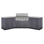 Newage Products Outdoor Kitchen Aluminum 7-Piece Cabinet Set with 2 Door, Bar, Corner, Grill Cabinet, Performance Grill, and Countertops-71005-40-Natural Gas (NG)-Garage Giant 