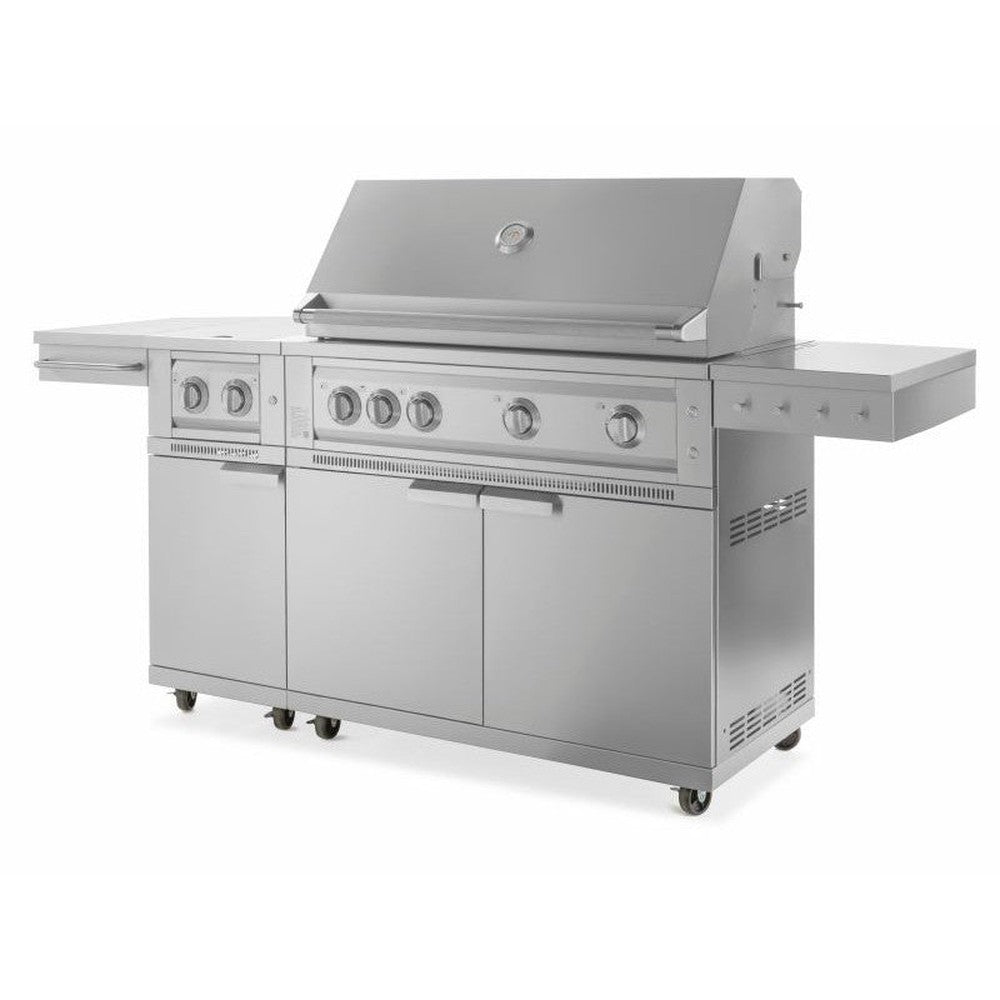 Newage Products Outdoor Kitchen Stainless Steel 2-Piece Grill Cart with Platinum Grill and Dual Side Burner-67117-40-Natural Gas (NG)-Garage Giant