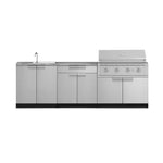 Newage Products Outdoor Kitchen Stainless Steel 5-Piece Cabinet Set with Bar, Sink, Grill Cabinet, Performance Grill, and Countertop-71098-40-Liquefied Propane (LP)-Garage Giant 