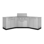 Newage Products Outdoor Kitchen Stainless Steel 7-Piece Cabinet Set with 2 Door, Bar, Corner, Grill Cabinet, Performance Grill, and Countertops-71027-33-Natural Gas (NG)-Garage Giant 