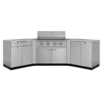 Newage Products Outdoor Kitchen Stainless Steel 7-Piece Cabinet Set with 2 Door, Bar, Corner, Grill Cabinet, Performance Grill, and Countertops-71029-40-Natural Gas (NG)-Garage Giant 