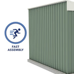 Absco Durango  5' x 10' Metal Bike Shed - Pale Eucalypt 