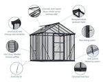 Palram-Canopia Glory 8' x 8' Greenhouse Kit (Grey)-HG5608-Garage Giant 