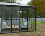Palram-Canopia Ledro 10' x 14' Enclosed Gazebo w/screen doors - Gray-HG9188-Garage Giant 