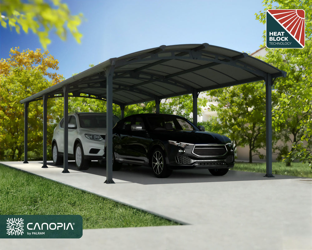 Palram-Canopia Arcadia 8500 12' x 28' Carport - Gray/Gray | Garage ...