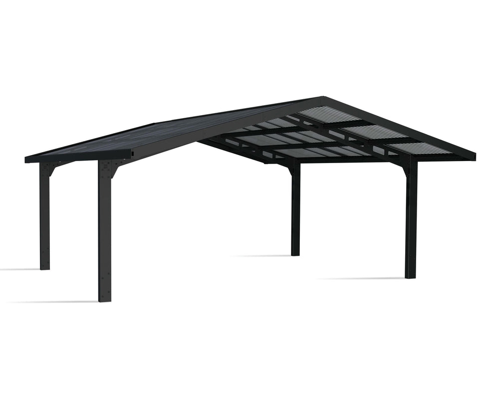 Palram-Canopia Sydney Wave Double Carport Apex Style - Black/Solar Gray-HG9093-Garage Giant