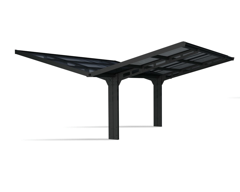 Palram-Canopia Sydney Wave Double Carport Wing Style - Black/Solar Gray-HG9091-Garage Giant
