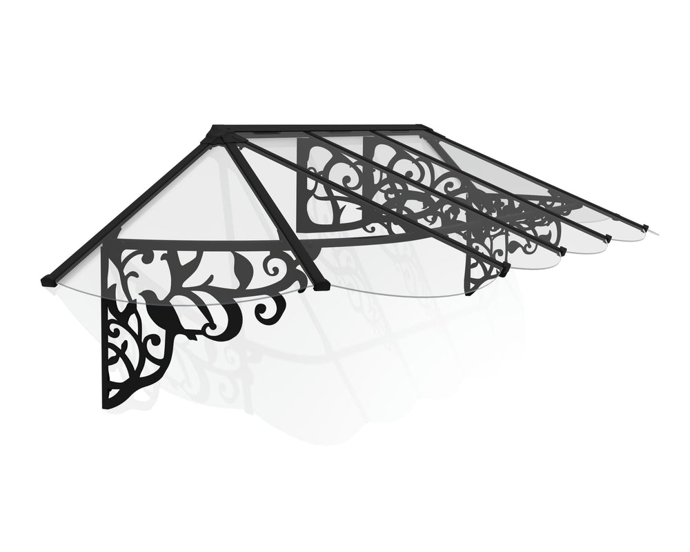 Palram-Canopia Lily 3154 11' x 3' Awning - Black/Clear-HG9595-Garage Giant