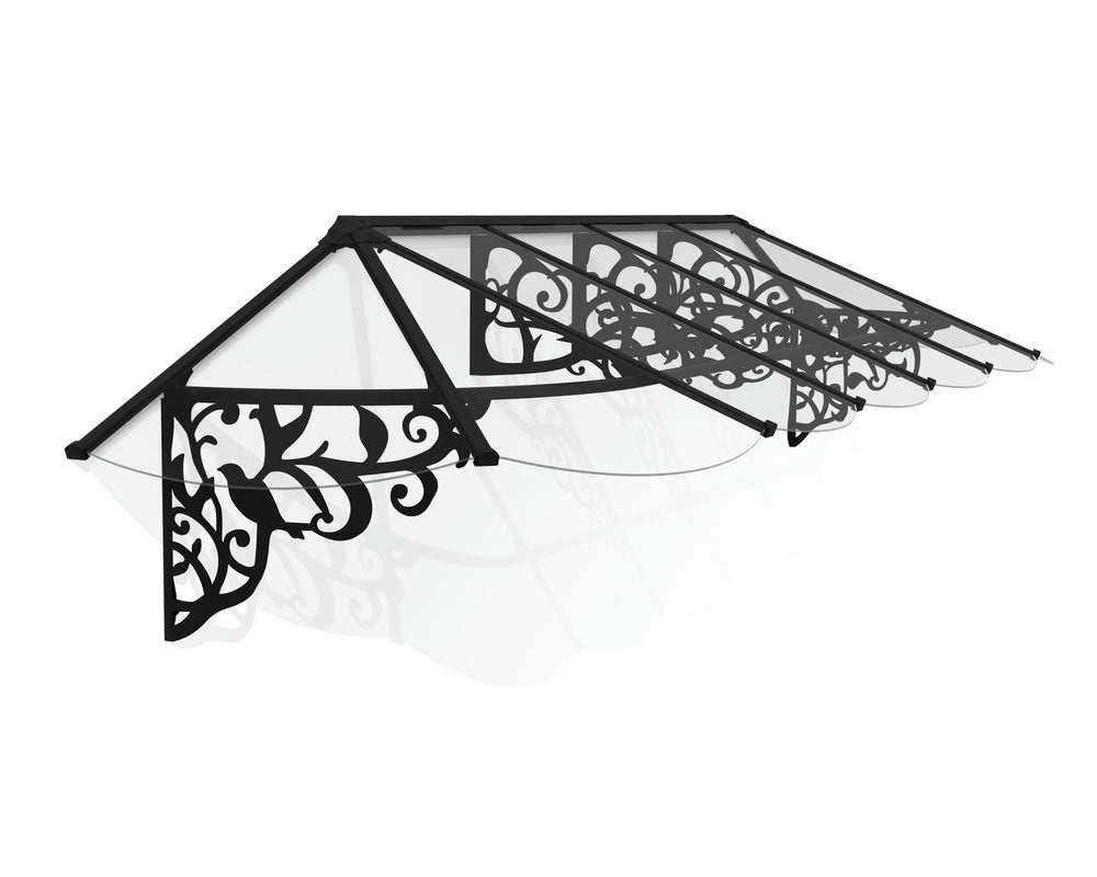 Palram-Canopia Lily 3666 12' x 3' Awning - Black/Clear-HG9596-Garage Giant