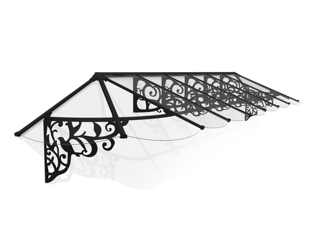 Palram-Canopia Lily 4690 16' x 3' Awning - Black/Clear-HG9598-Garage Giant