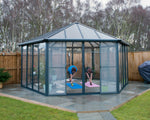 Palram-Canopia Garda Enclosed Hexagon Garden Gazebo (Grey / Bronze)-HG9185-Garage Giant 