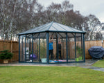 Palram-Canopia Garda Enclosed Hexagon Garden Gazebo (Grey / Bronze)-HG9185-Garage Giant 
