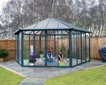 Palram-Canopia Garda Enclosed Hexagon Garden Gazebo (Grey / Bronze)-HG9185-Garage Giant 