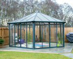 Palram-Canopia Garda Enclosed Hexagon Garden Gazebo (Grey / Bronze)-HG9185-Garage Giant 