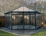 Palram-Canopia Garda Enclosed Hexagon Garden Gazebo (Grey / Bronze)-HG9185-Garage Giant 