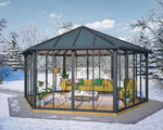 Palram-Canopia Garda Enclosed Hexagon Garden Gazebo (Grey / Bronze)-HG9185-Garage Giant 