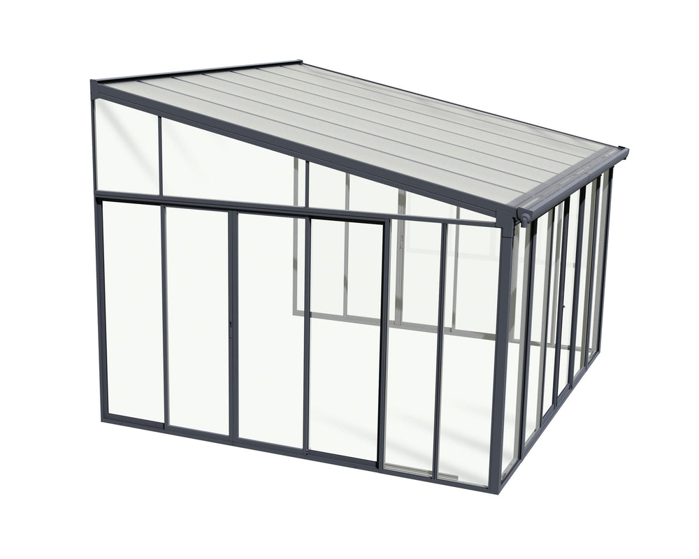 Palram-Canopia SanRemo 13' x 14' Patio Enclosure - Gray/Diffused Clear with Screen doors (6)-HG9059-Garage Giant