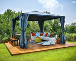 Palram-Canopia Palermo 3600 12' x 12' Gazebo (Grey / Bronze)-HG9152-Garage Giant 