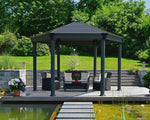 Palram-Canopia Roma Hexagon Garden Gazebo (Grey / Bronze)-HG9180-Garage Giant 