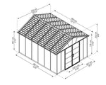 Palram-Canopia Yukon S 11' x 13' Shed - Gray-HG9913SGY-Garage Giant 