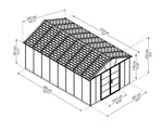 Palram-Canopia Yukon S 11' x 17' Shed - Gray-HG9917SGY-Garage Giant 