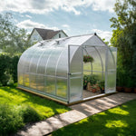 Palram-Canopia Bella 8' x 12' Hobby Greenhouse Kit (Silver)-HG5412-Garage Giant 