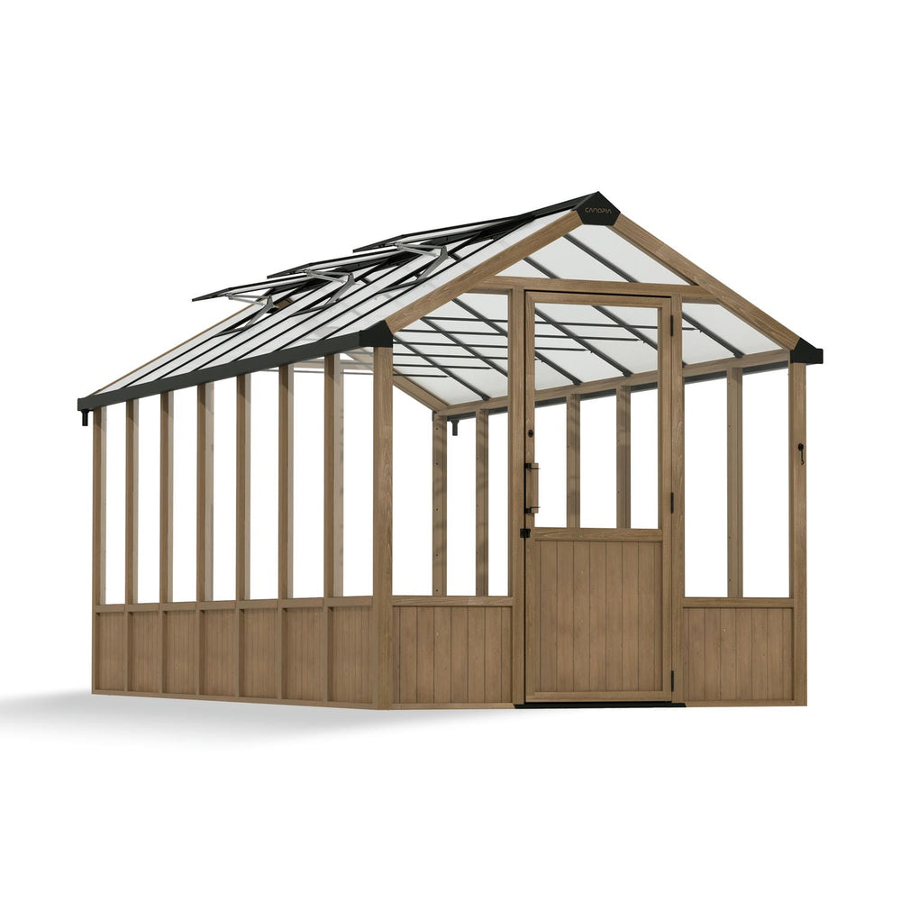 Palram-Canopia Natura 8' x 17' Cedar Greenhouse - Brown-HG5705-Garage Giant