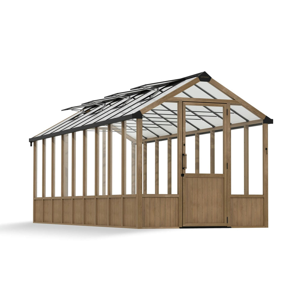 Palram-Canopia Natura 8' x 22' Cedar Greenhouse - Brown-HG5706-Garage Giant