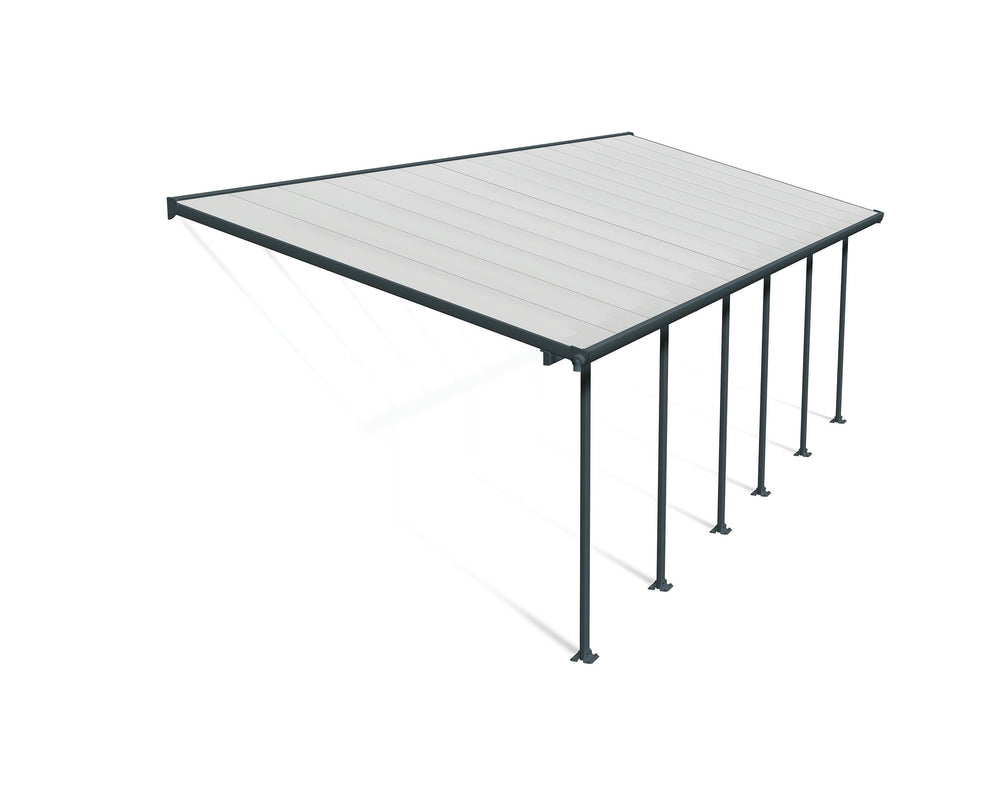 Palram-Canopia Feria 10' x 28' Patio Cover (Grey / Clear)-HG9428-Garage Giant